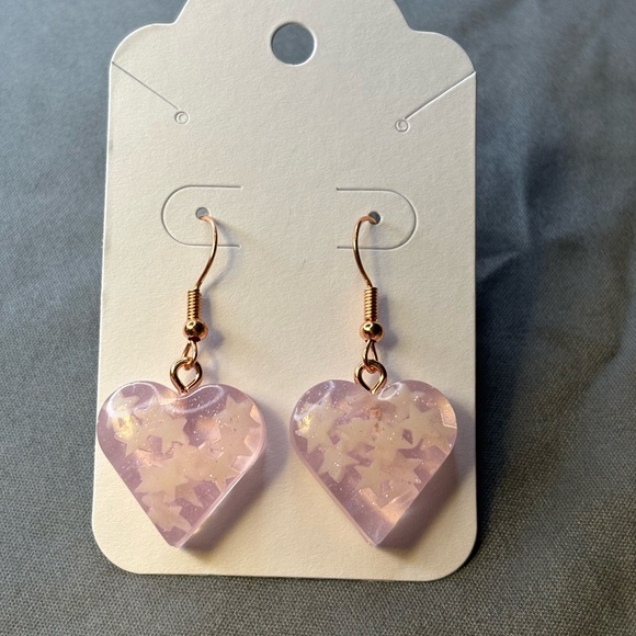 Handmade Jewelry - Starlight Pink Heart Earrings